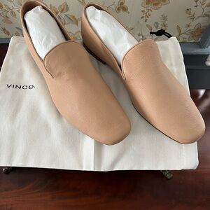 Vince Nude Tan Leather Slip-On Loafers
